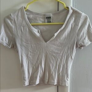 PINK Victoria's Secret White Fitted Crop T-Shirt